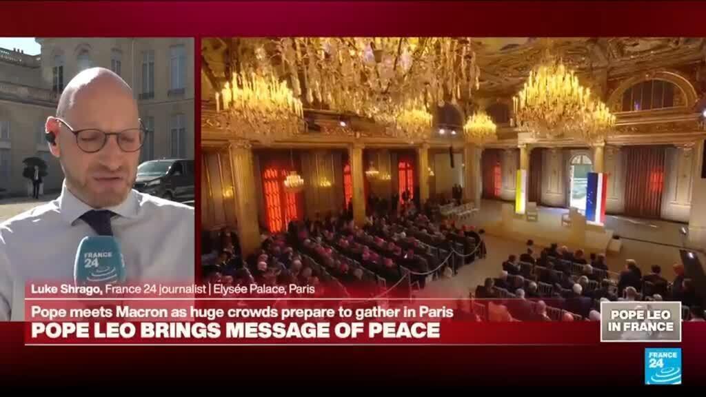 Video thumbnail for France: Pope Leo XIV begins Paris diplomacy at the Élysée
