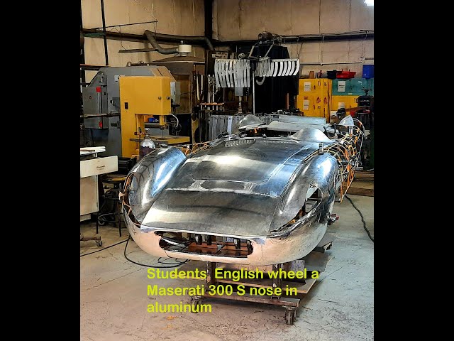 Video thumbnail for Students English wheel a Maserati 300S nose