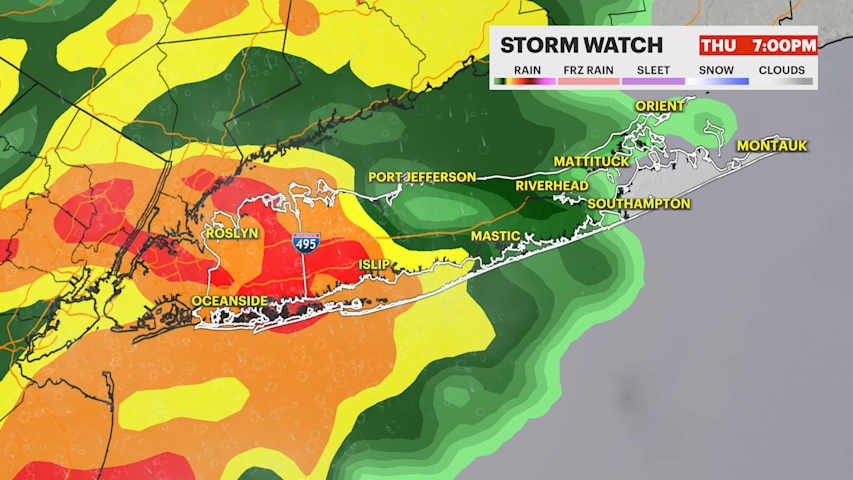 Video thumbnail for STORM WATCH: Moderate to heavy rain impacts Long Island this evening