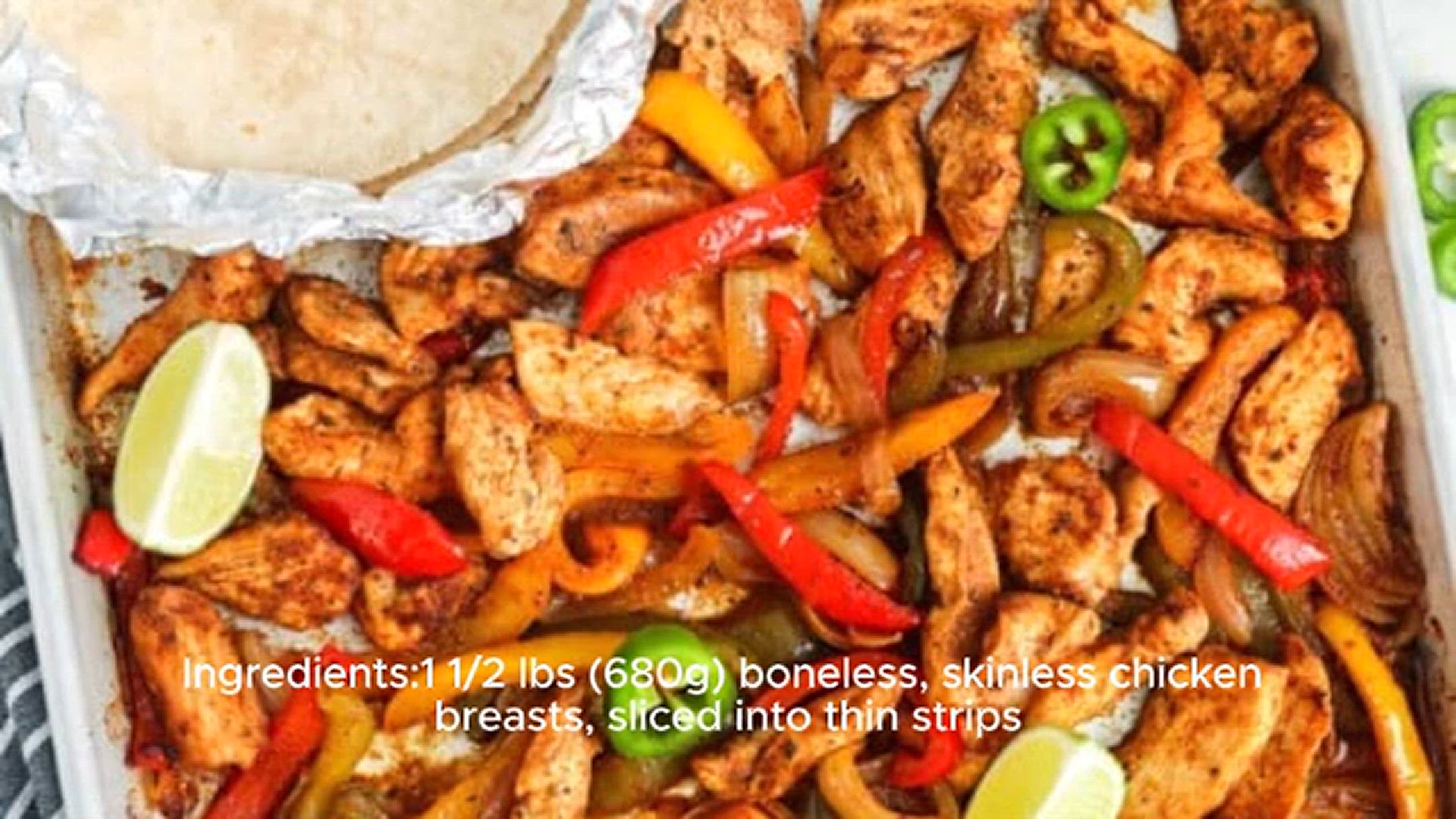 'Video thumbnail for Sheet Pan Chicken Fajitas Recipe'