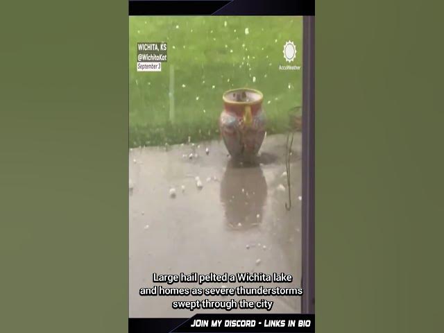Video thumbnail for Giant Hail Pounds Wichita Lake During Severe Storm #shorts #shorts #weatherupdatetoday