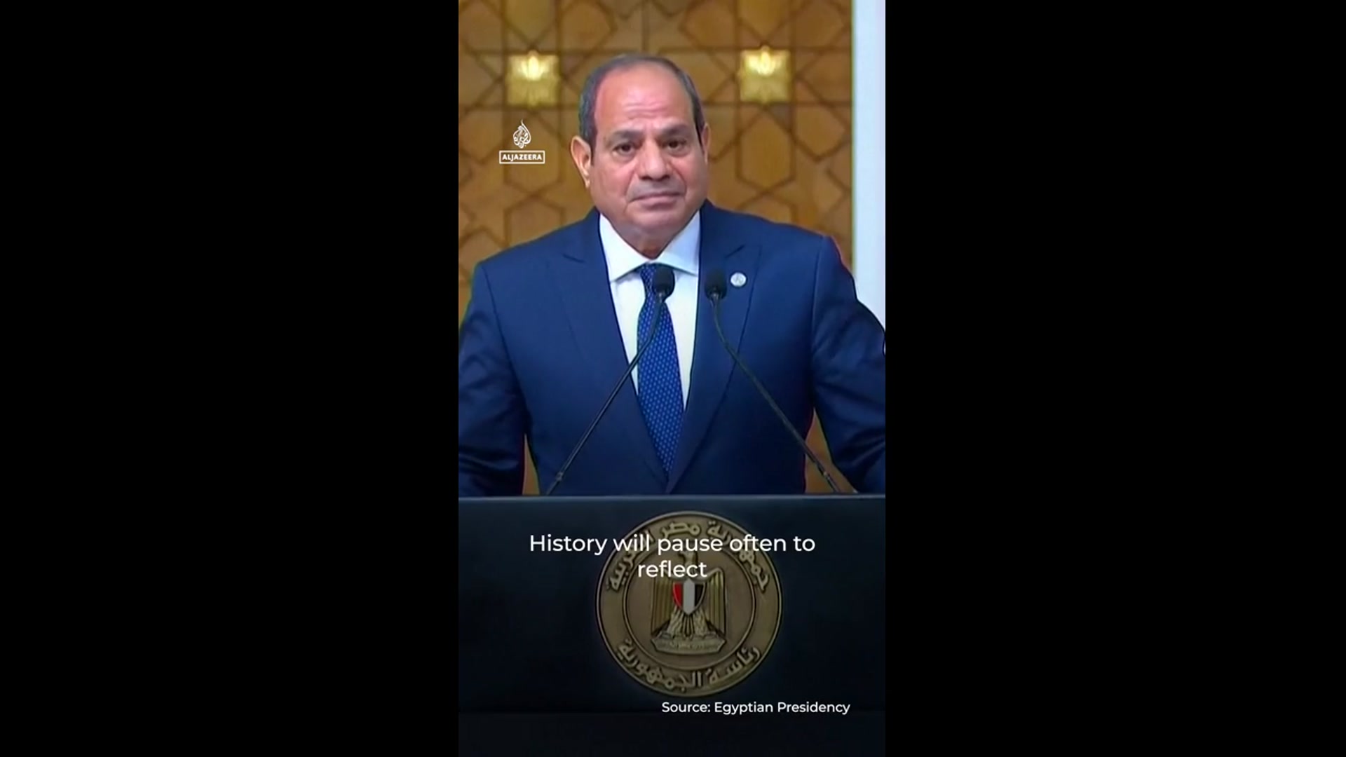 'Video thumbnail for President of Egypt accuses Israel of ‘systematic genocide’'