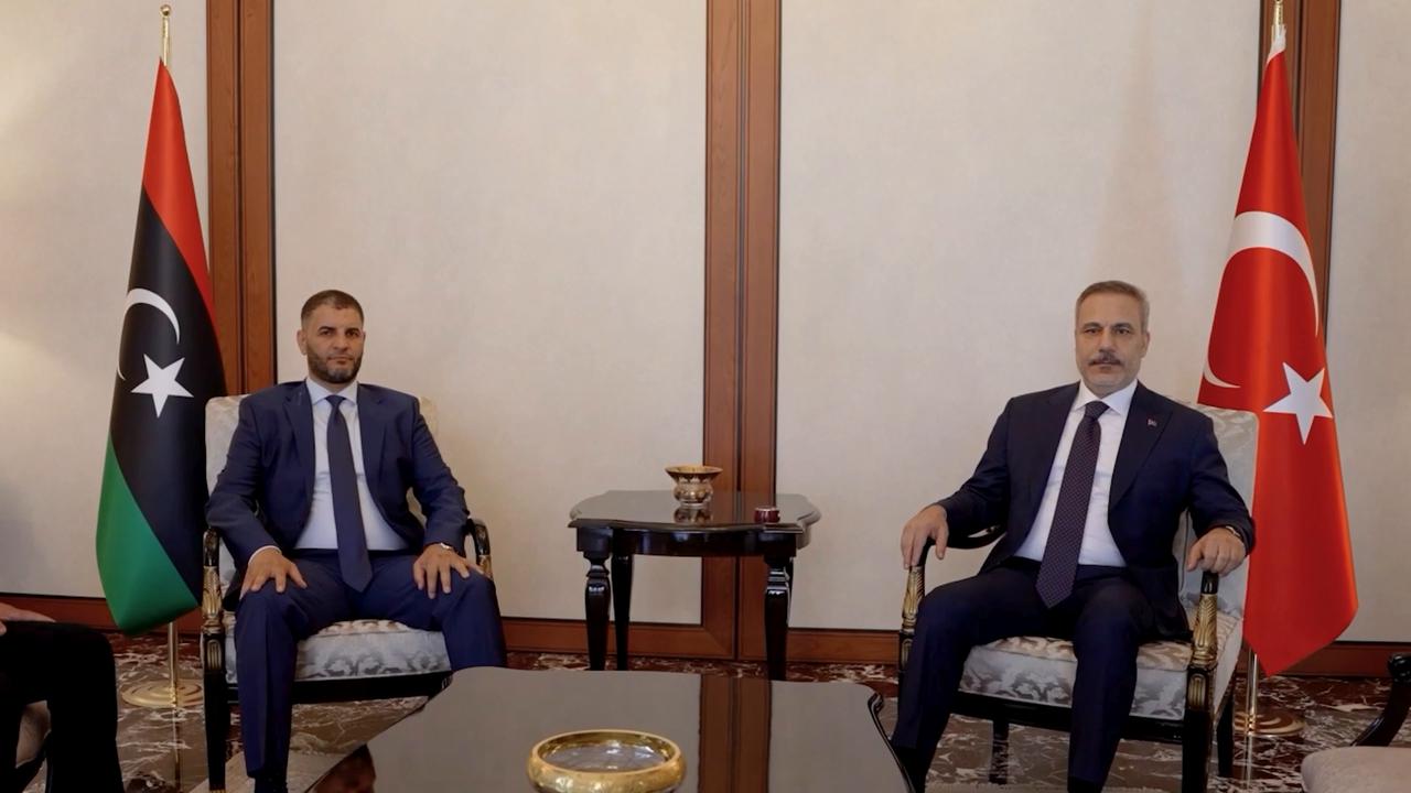Video thumbnail for Türkiye: Turkish Foreign Minister Fidan meets Libyan Interior Minister Trabelsi in Ankara.