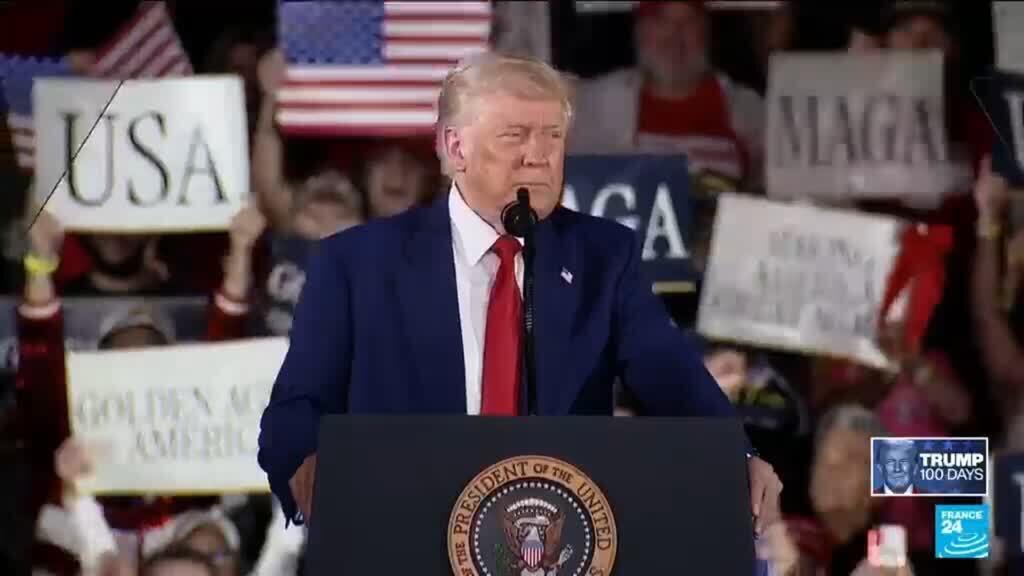 Video thumbnail for Trump's 100 days: US President's approval ratings drop to record-low