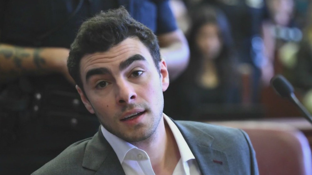 Video thumbnail for Luigi Mangione in court on anniversary of shooting