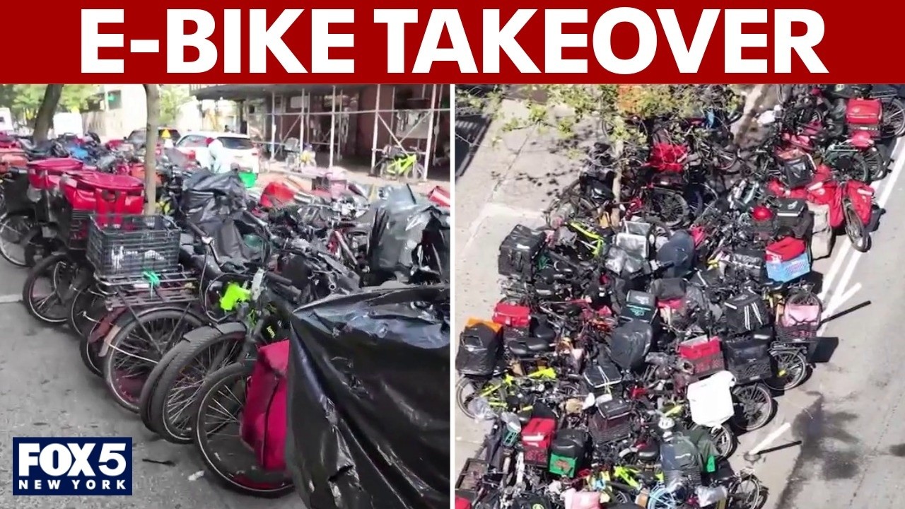 Video thumbnail for NYC block being 'taken over' by e-bikes, leaving residents concerned