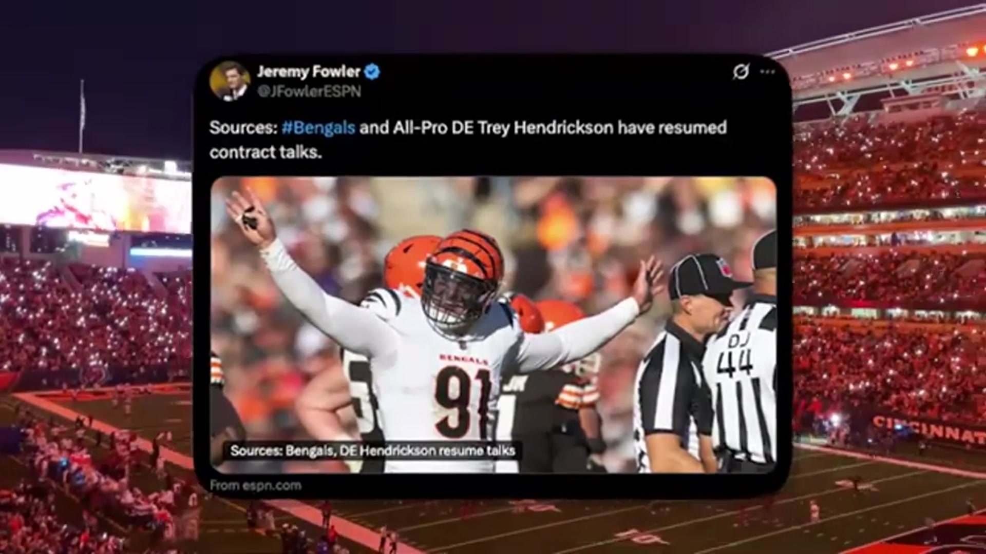 'Video thumbnail for a to z sports - cincinnati bengals: positive trey hendrickson contract update'