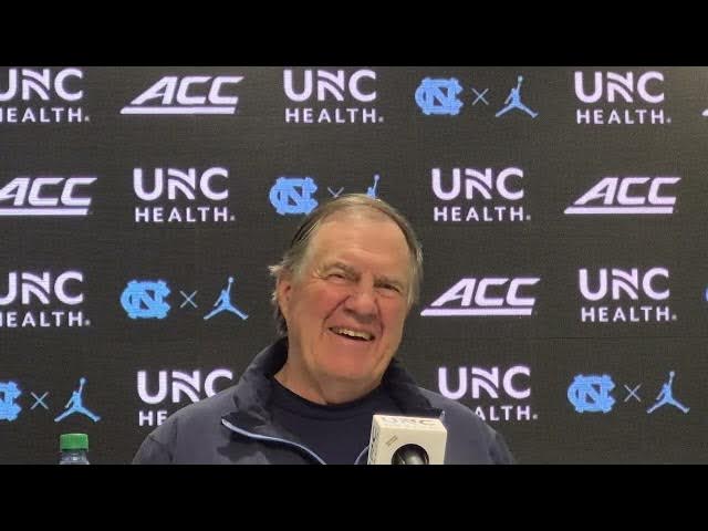 Video thumbnail for #UNC coach Bill Belichick training camp press conference Aug. 14 at Kenan Football Center