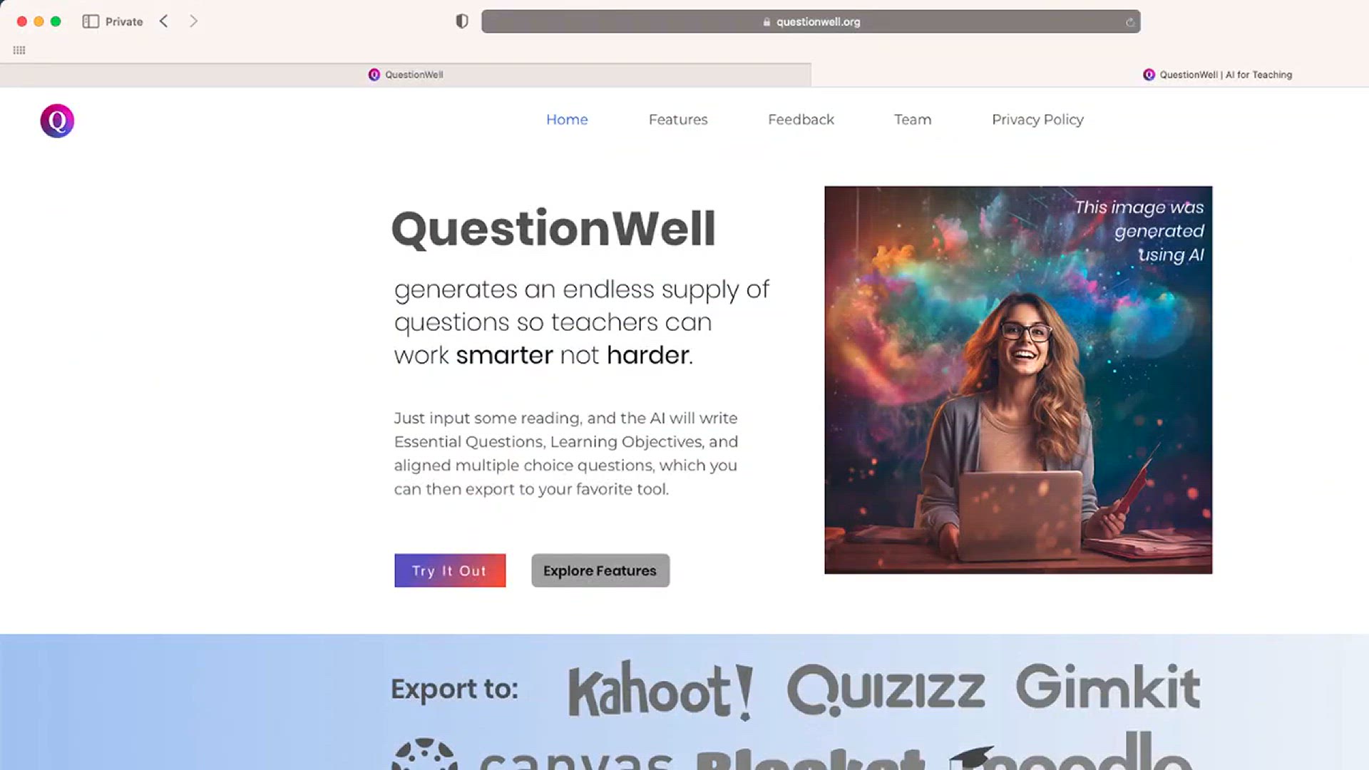 'Video thumbnail for AI Teaching Magic_ Generate Questions Instantly with QuestionWell!'