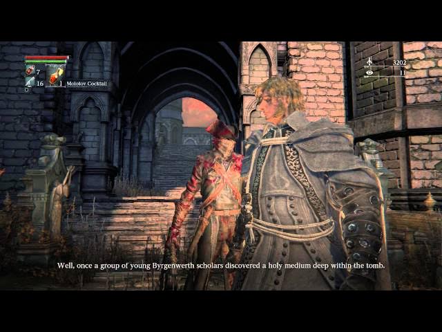 Video thumbnail for Bloodborne - Cathedral Ward: Alfred Lore Chat (Healing Church, Byrgenwerth, Password) Chat Sequence