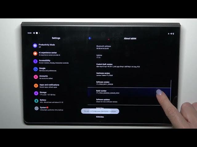 Video thumbnail for How to Reveal & Access Developer Options on a LENOVO Yoga Tab 11