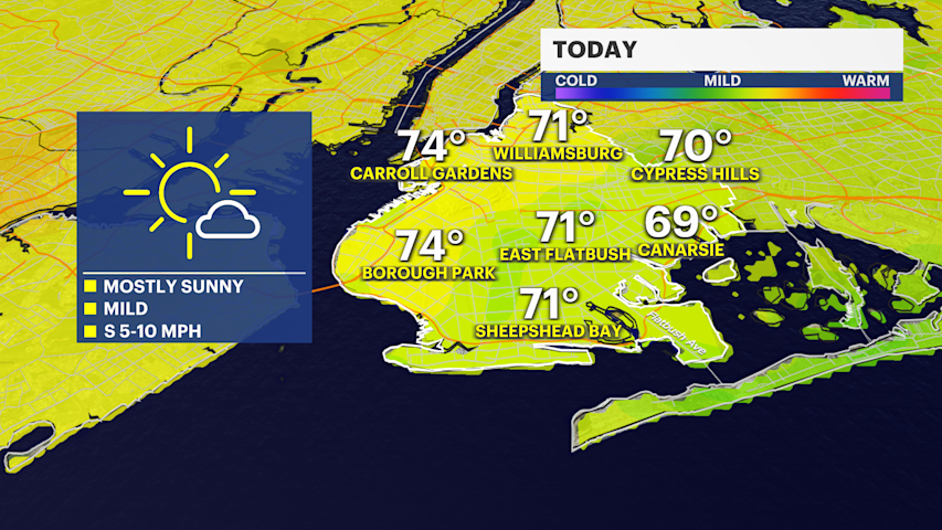Video thumbnail for Mild and pleasant today before rain and a big cool down returns late this week in Brooklyn