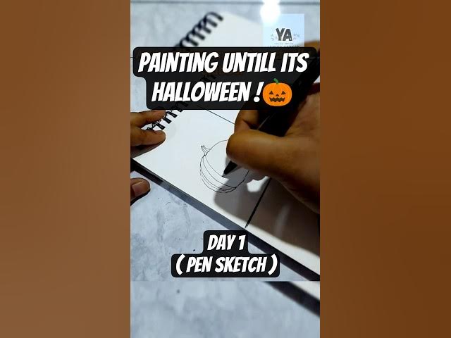 Video thumbnail for Day 1 of Painting Pumpkins Until it's Halloween🎃 || Pen sketch #blackandwhiteartwork #art #Halloween