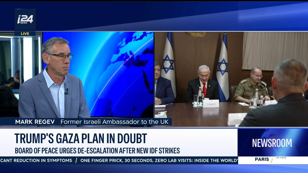 Video thumbnail for Trump's Gaza plan in doubt: Board of Peace urges de-escalation after new IDF strikes