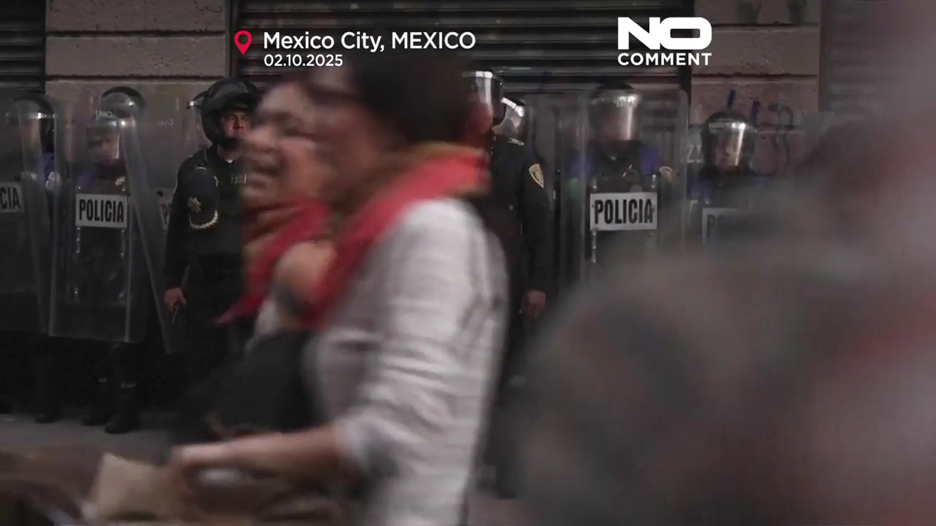 'Video thumbnail for Clashes erupt at Mexico City march commemorating 1968 student massacre'