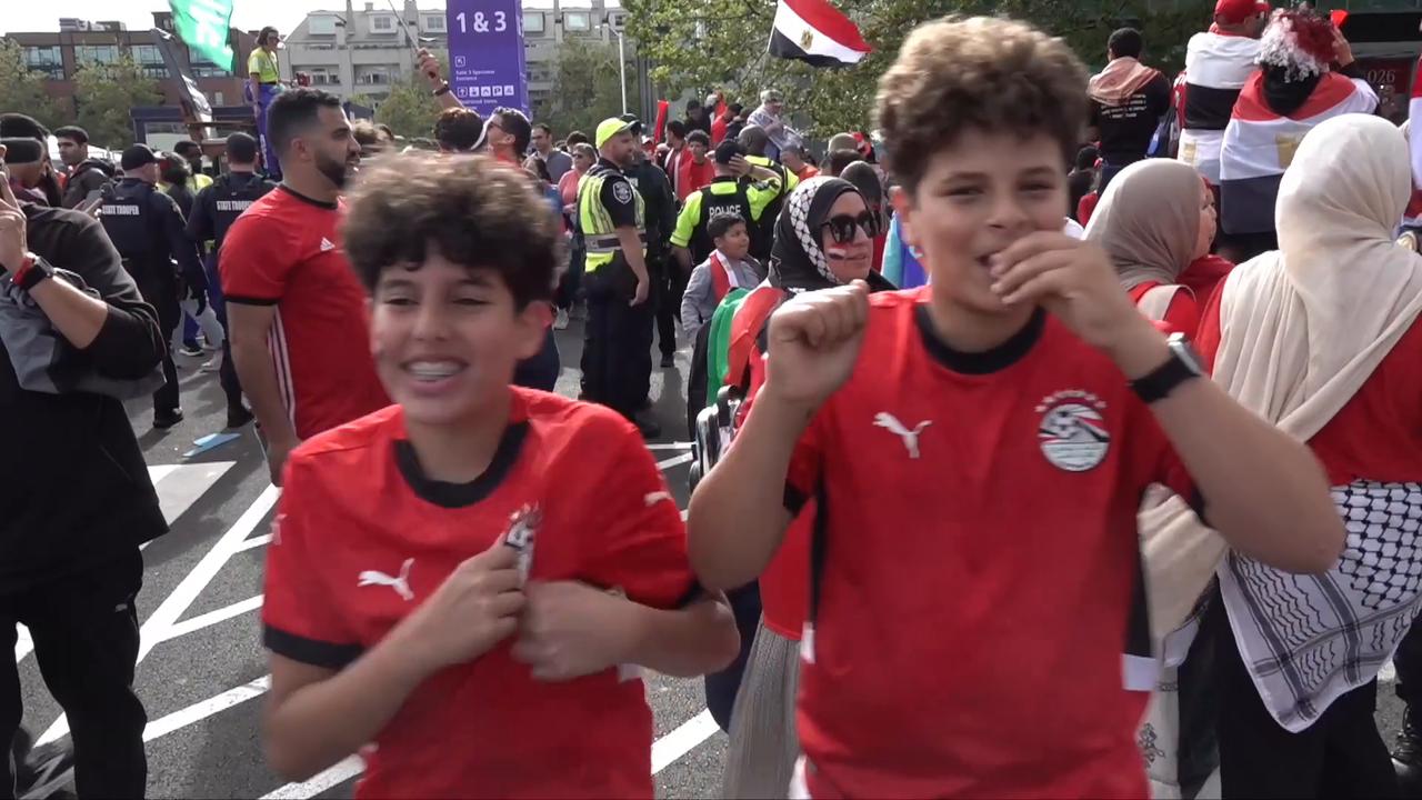 Video thumbnail for US: Fans gather outside Seattle Stadium ahead of Egypt-Iran World Cup match.