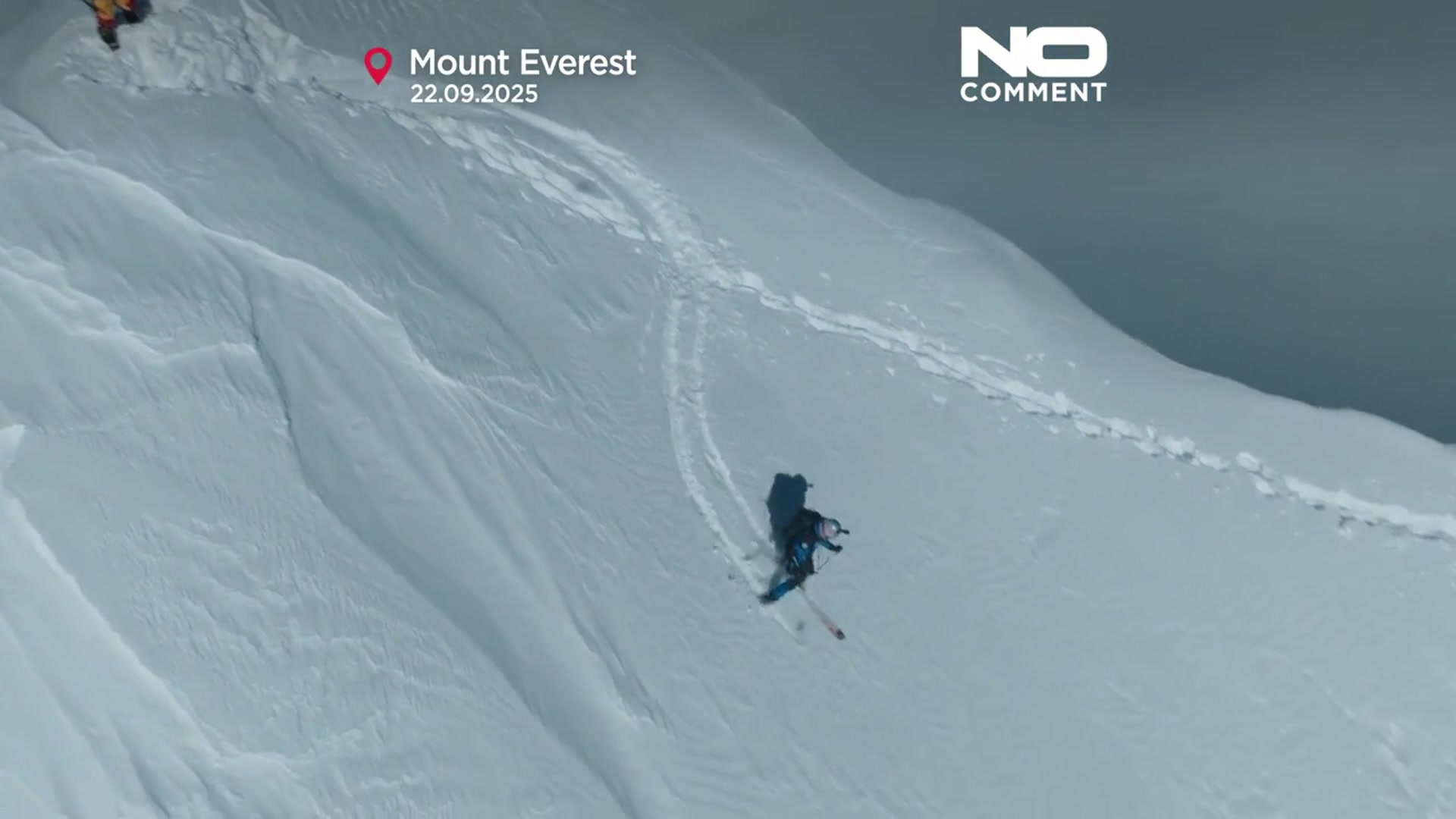 'Video thumbnail for Polish climber completes historic ski descent of Mount Everest after summit'
