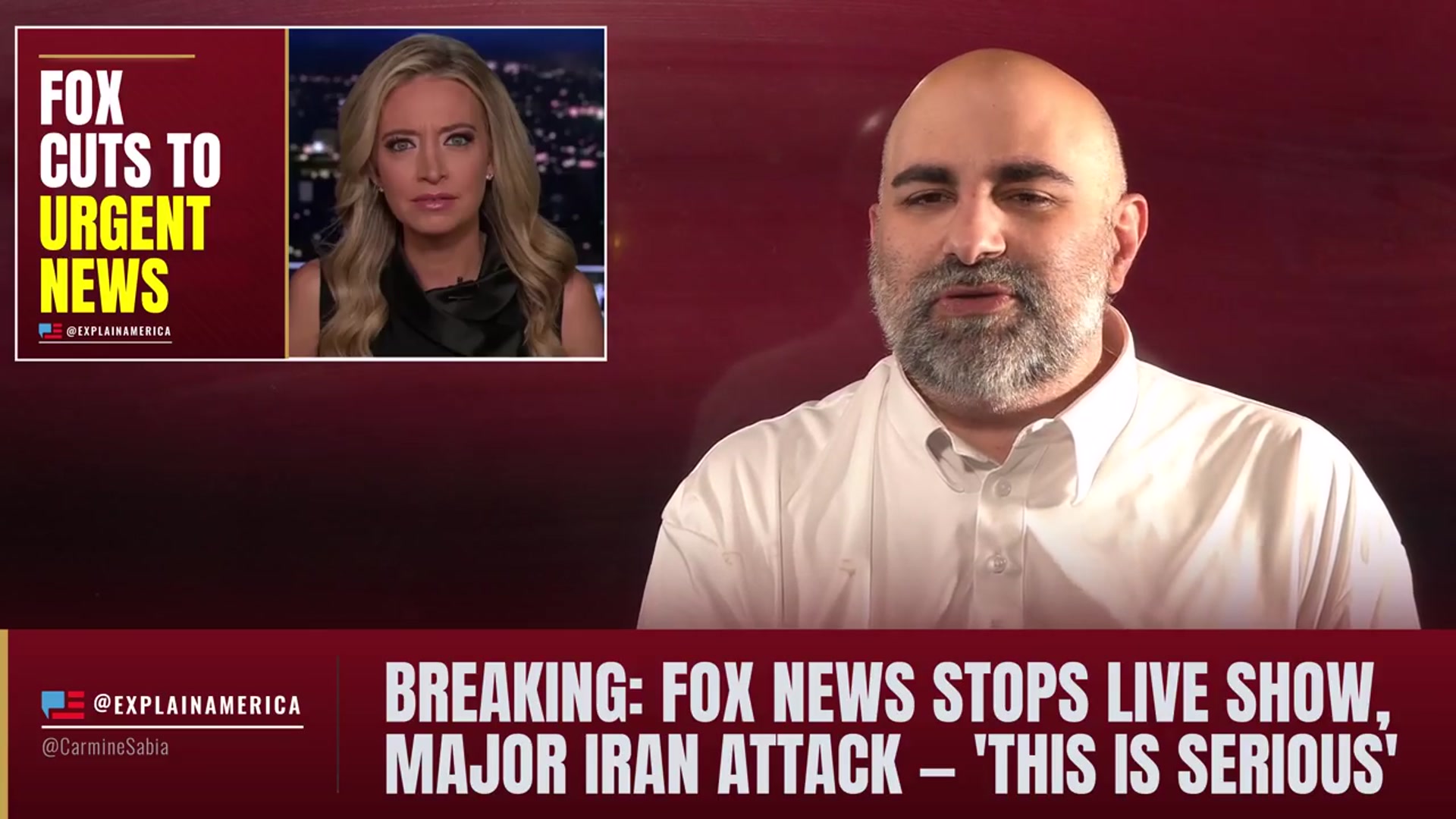 Video thumbnail for BREAKING: Fox News Stops LIVE Show, MAJOR Iran Attack — 'This Is Serious'