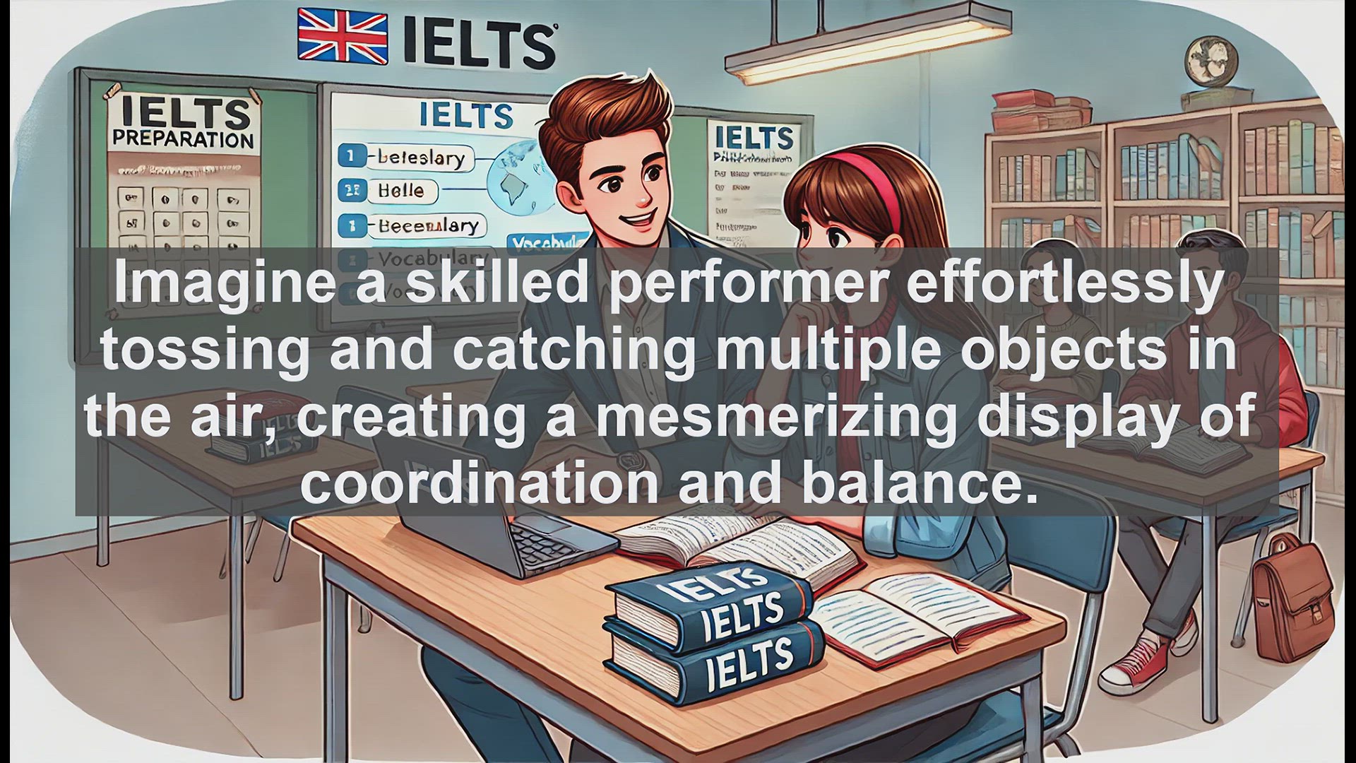 'Video thumbnail for 5000 Must Know IELTS 8.0 Vocabulary - Juggle: Mastering Multiple Tasks in Life and Language'