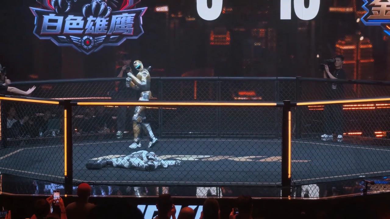 Video thumbnail for China: Chinese robot fighters battle autonomously in action packed arena.