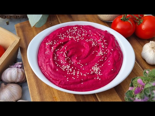 Video thumbnail for How to make Beetroot Hummus? 💡  3 beetrootsalt and some chickpeas, and the hummus is ready 🫣
