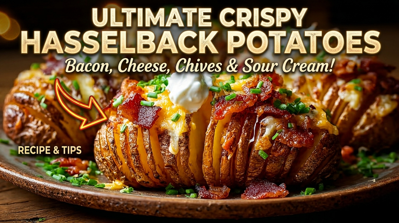 Video thumbnail for Crispy Hasselback Potatoes Recipe – Easy, Garlic Butter & Perfectly Baked