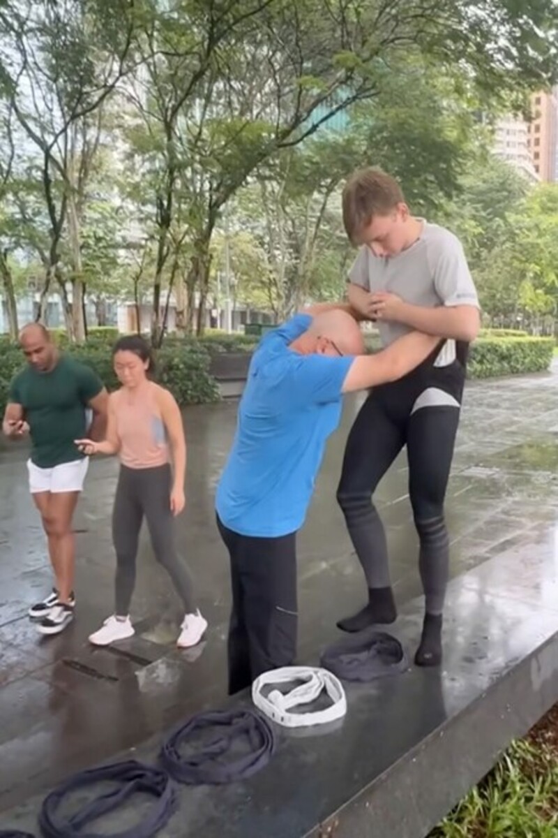 Video thumbnail for Most underpants pulled on in one minute (team of two)  28 by Aiden and Dan Neary