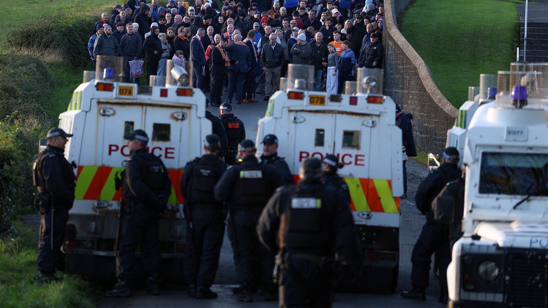 Video thumbnail for Protesters block Orange Order march in Northern Ireland