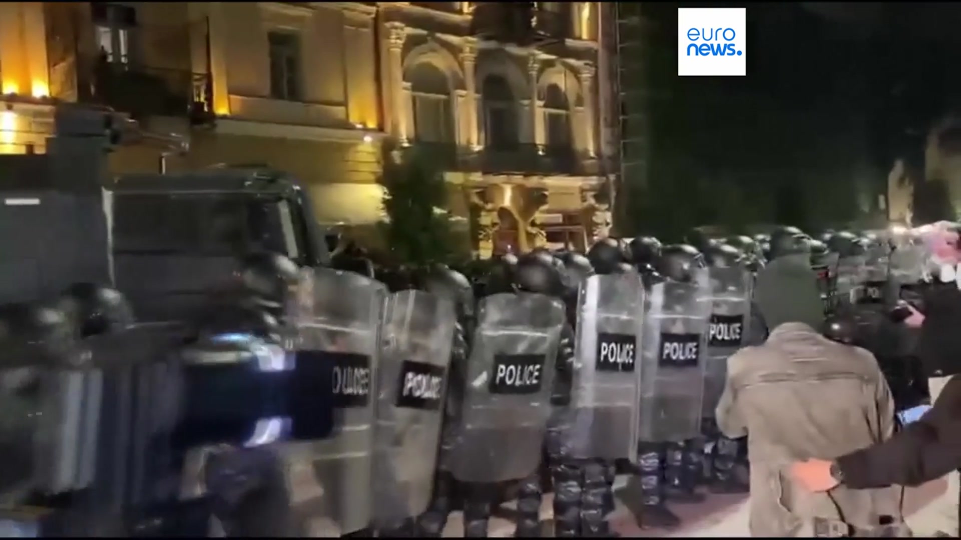 'Video thumbnail for Heavy police presence in Georgia after protesters attempt to storm presidential palace'
