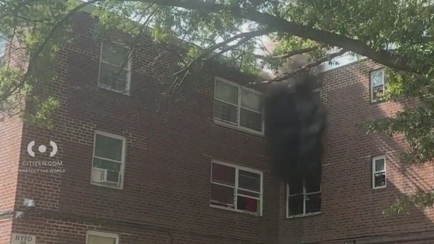 Video thumbnail for Canarsie apartment building blaze injures at least 2, sends cat leaping from window