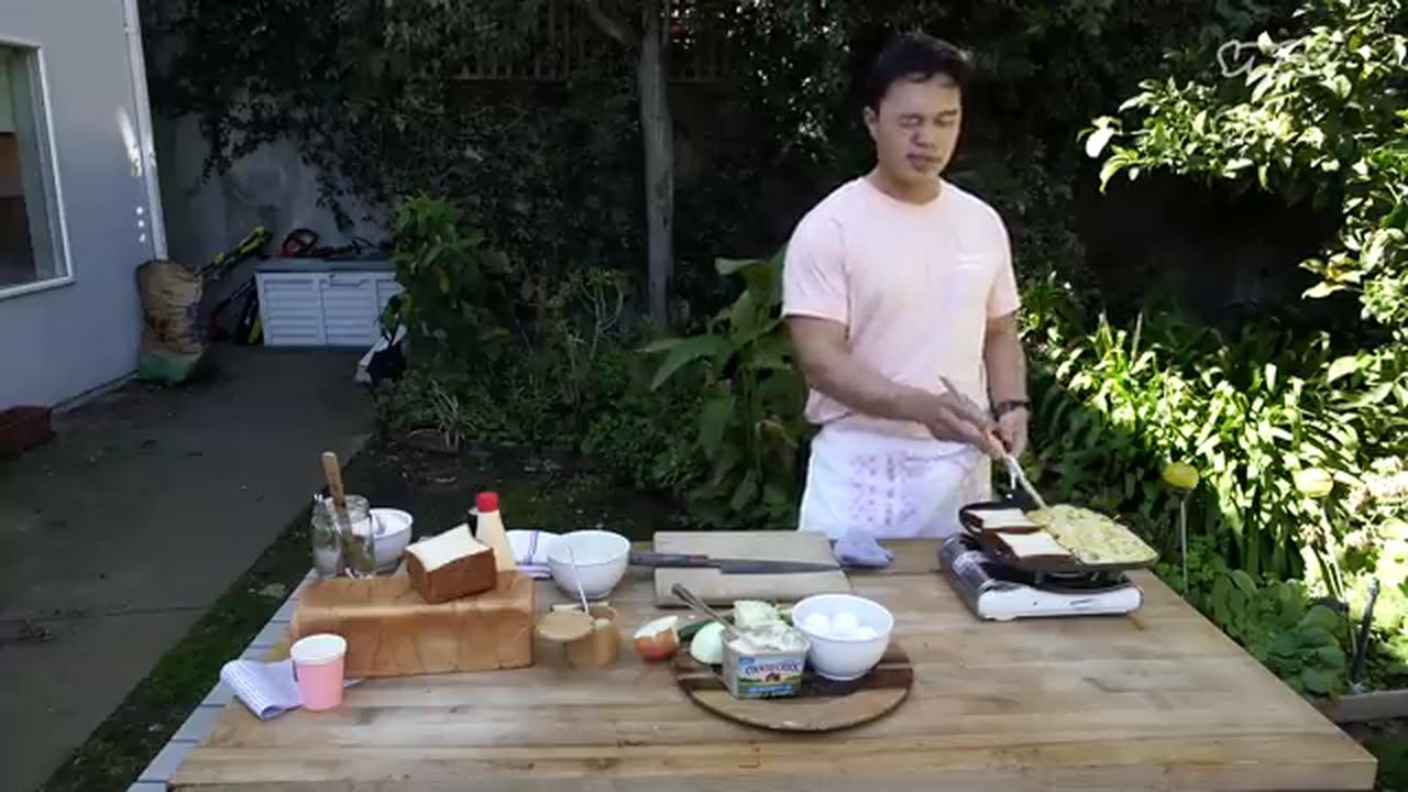 Video thumbnail for Make Gilgeori Toast - The Korean Version of a Breakfast Sandwich | Quarantine Cooking
