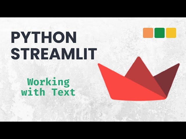Video thumbnail for Streamlit Full Course (Part 2) How to Display Text | Build Web Apps with Python from Scratch