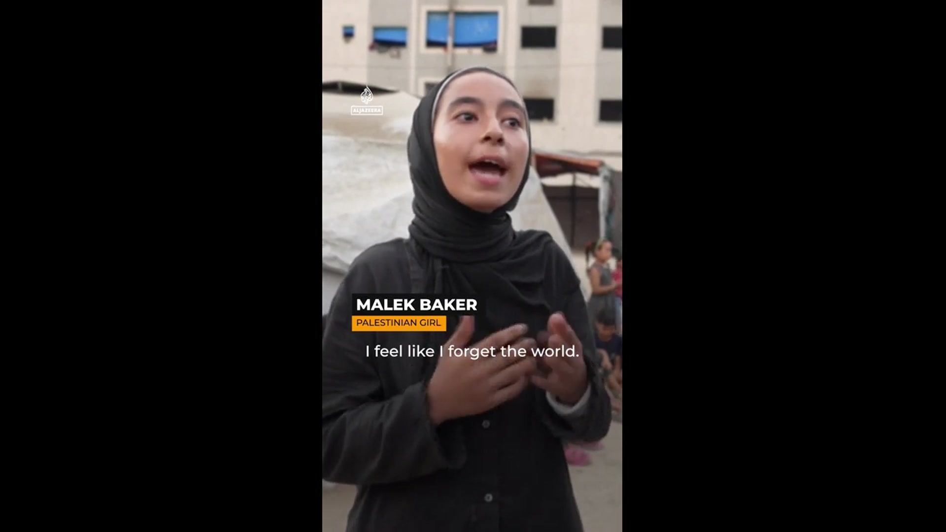 'Video thumbnail for Makeshift cinema camp gives children temporary escape from war in Gaza'