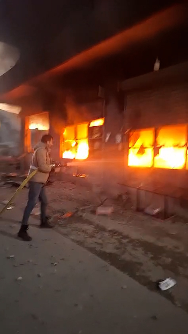 Video thumbnail for Lebanese firefighters respond to aftermath of Israeli strike