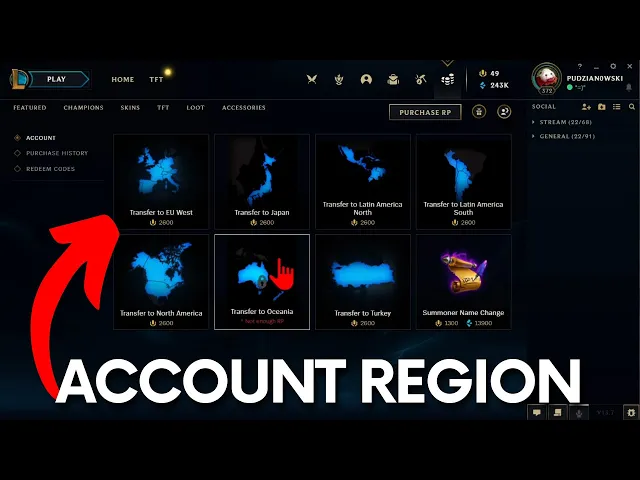 Video thumbnail for How to Change Region in League of Legends - Move Account to other Region in LOL