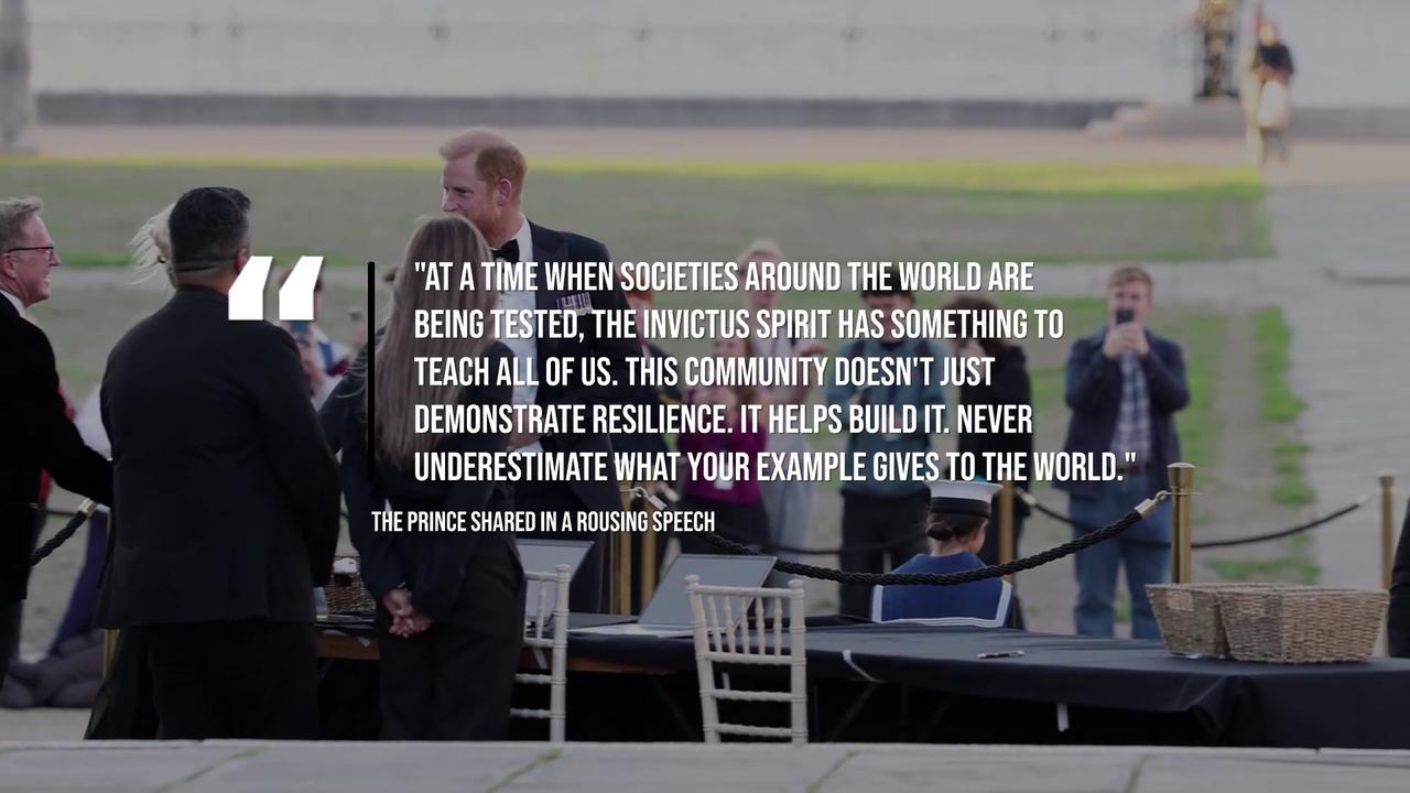 Video thumbnail for Prince Harry attends first engagement since returning to UK.