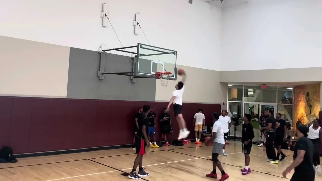 'Video thumbnail for austin bourque: jumping and dunking with friends, teammate attacks'