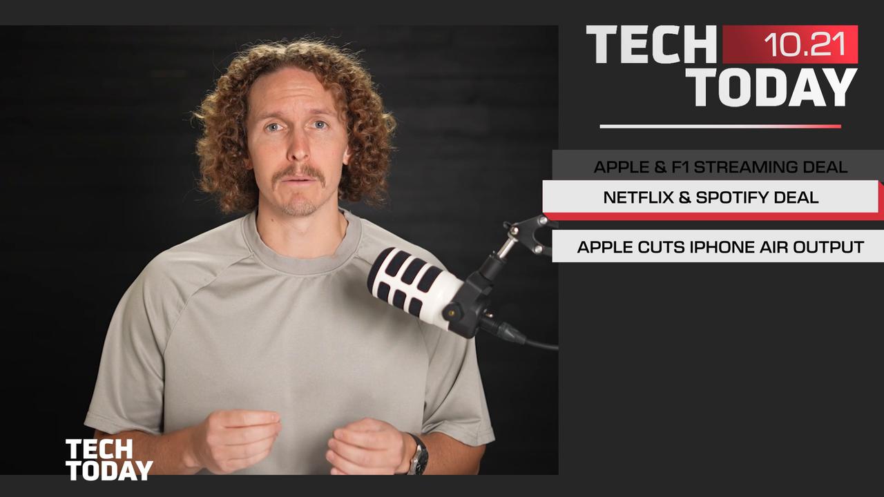 Video thumbnail for Apple Snags F1 Streaming, Netflix and Spotify Partner, and iPhone Air Production Slows | Tech Today