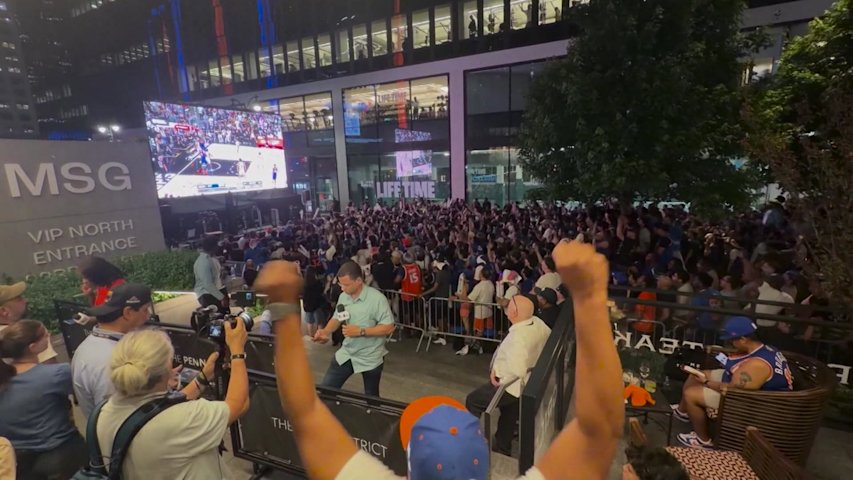 Video thumbnail for Knicks game 4 watch party approved for outside MSG with an attendance cap