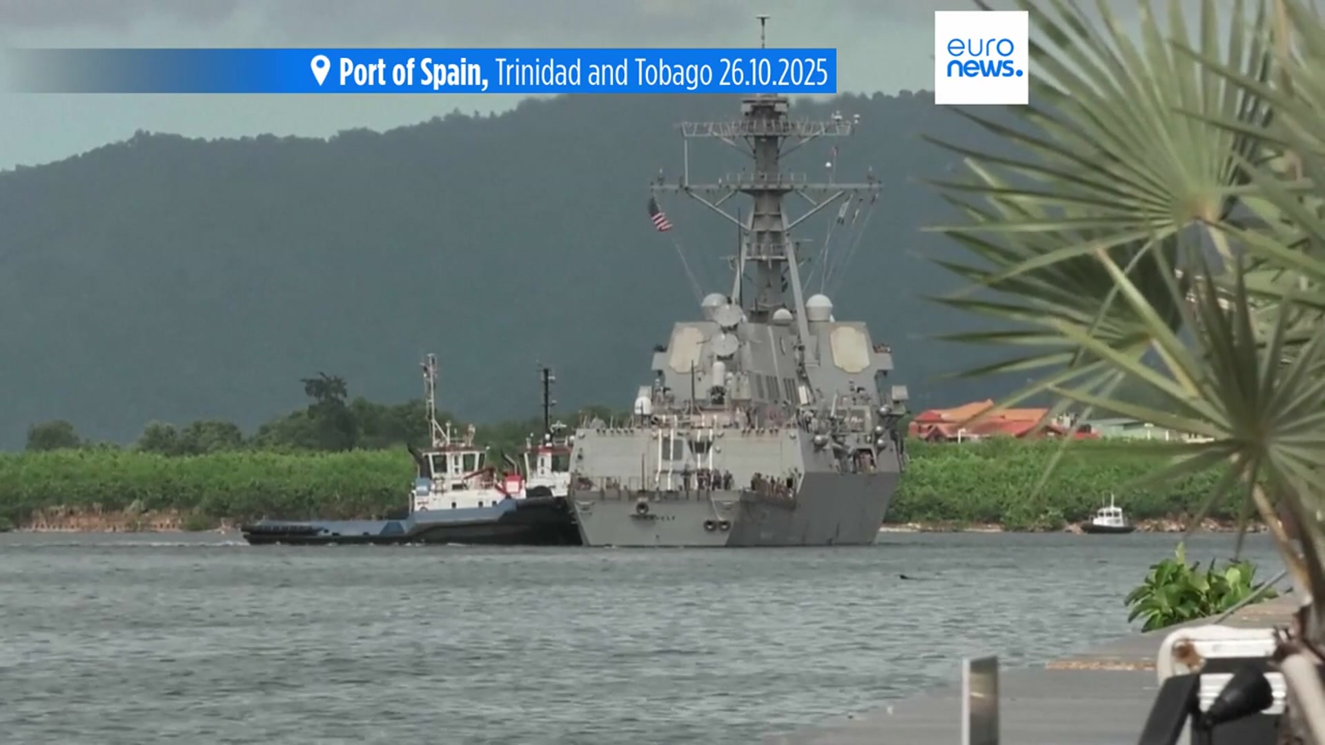 'Video thumbnail for US warship docks in Trinidad and Tobago fuelling more concern of likely military action on Venezuela'