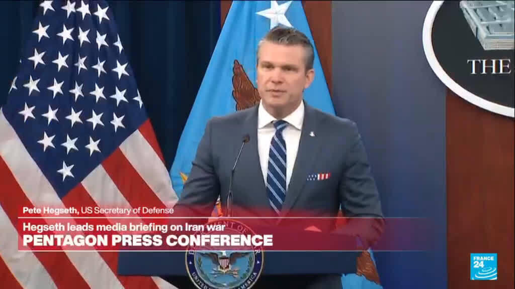 Video thumbnail for REPLAY: US Defense Secretary Pete Hegseth leads press conference on Iran war