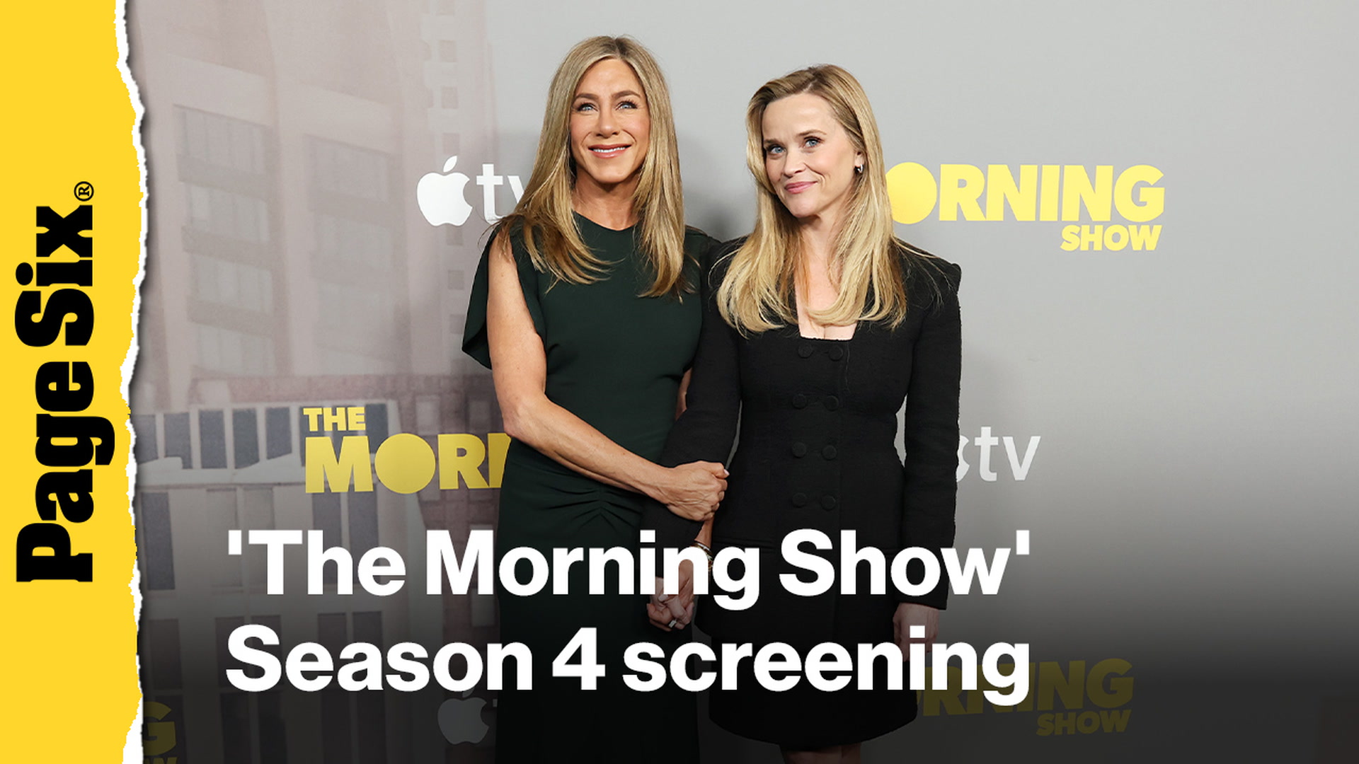 Video thumbnail for Jennifer Aniston, Reese Witherspoon and more attend 'The Morning Show' Season 4 screening red carpet
