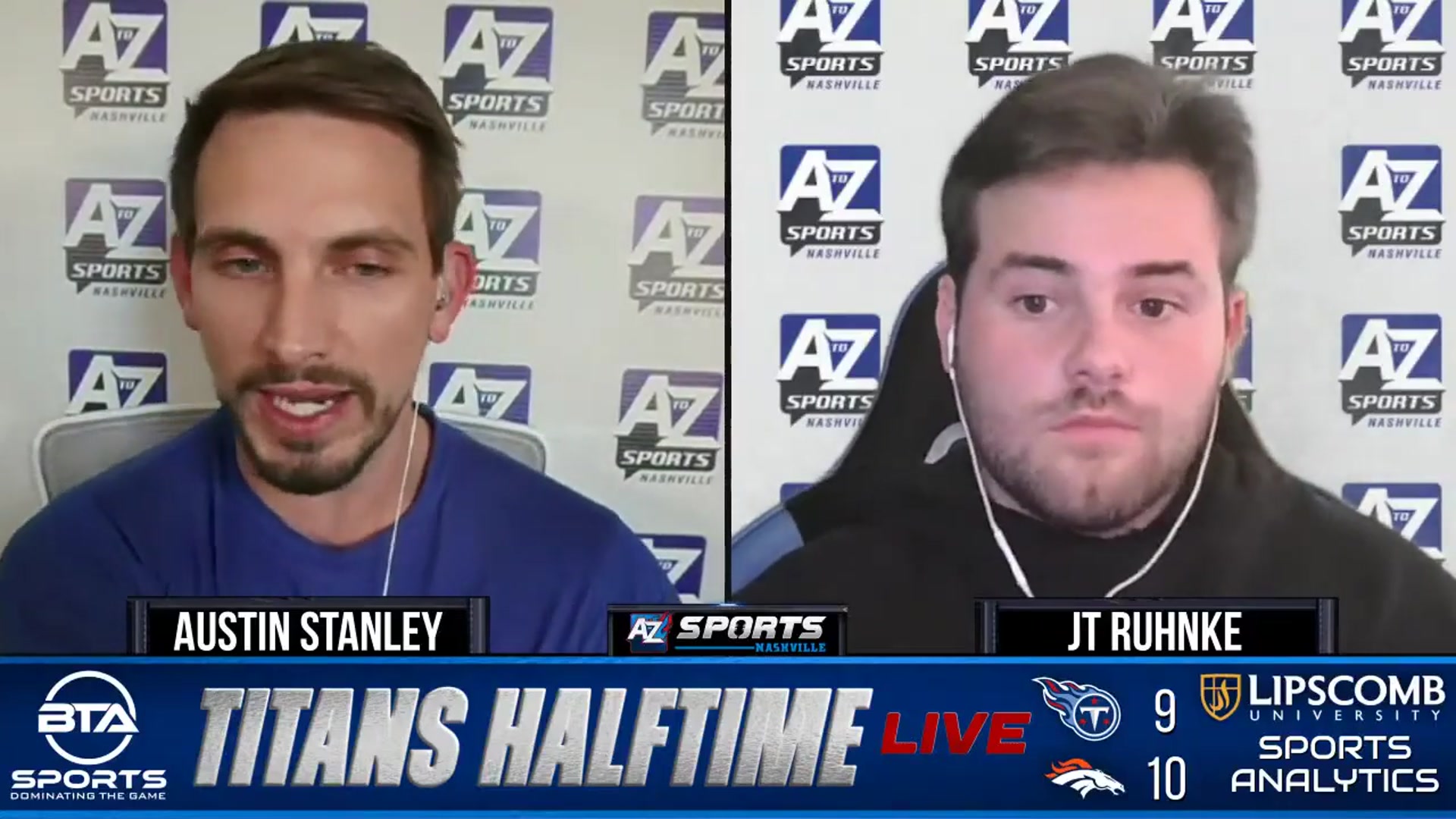 'Video thumbnail for a to z sports nashville: titans-broncos halftime meltdown! brian callahan's adjustments fail, denver steals the lead'