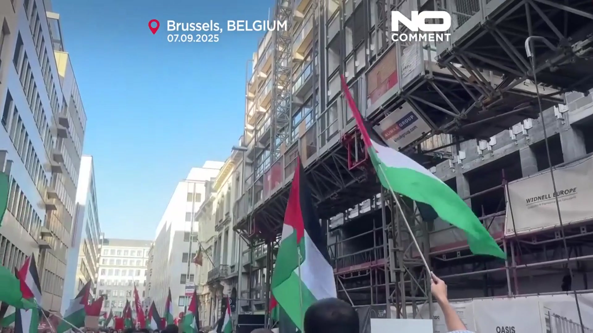 'Video thumbnail for Protesters draw ‘red line’ in Brussels over Gaza war'