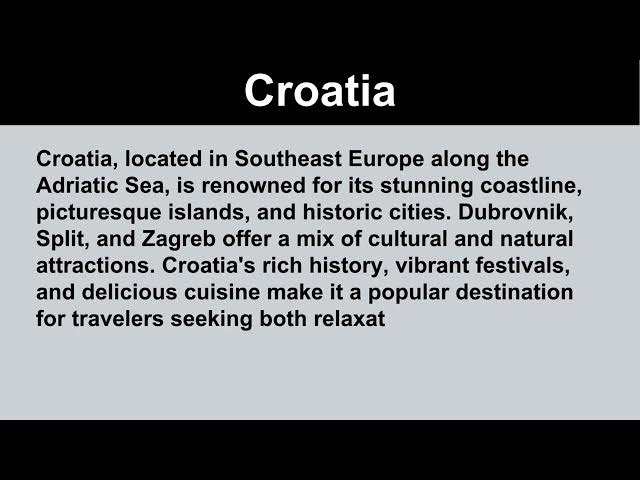 Video thumbnail for Short Paragraph on Croatia
