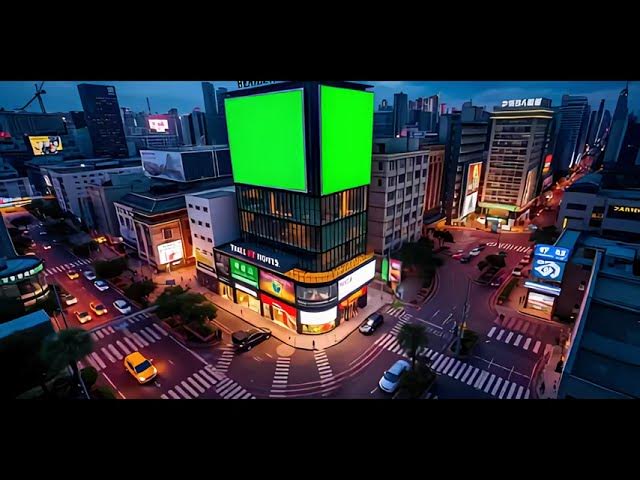 Video thumbnail for Digital Green Screen Billboard On Modern Building With Moving Traffic