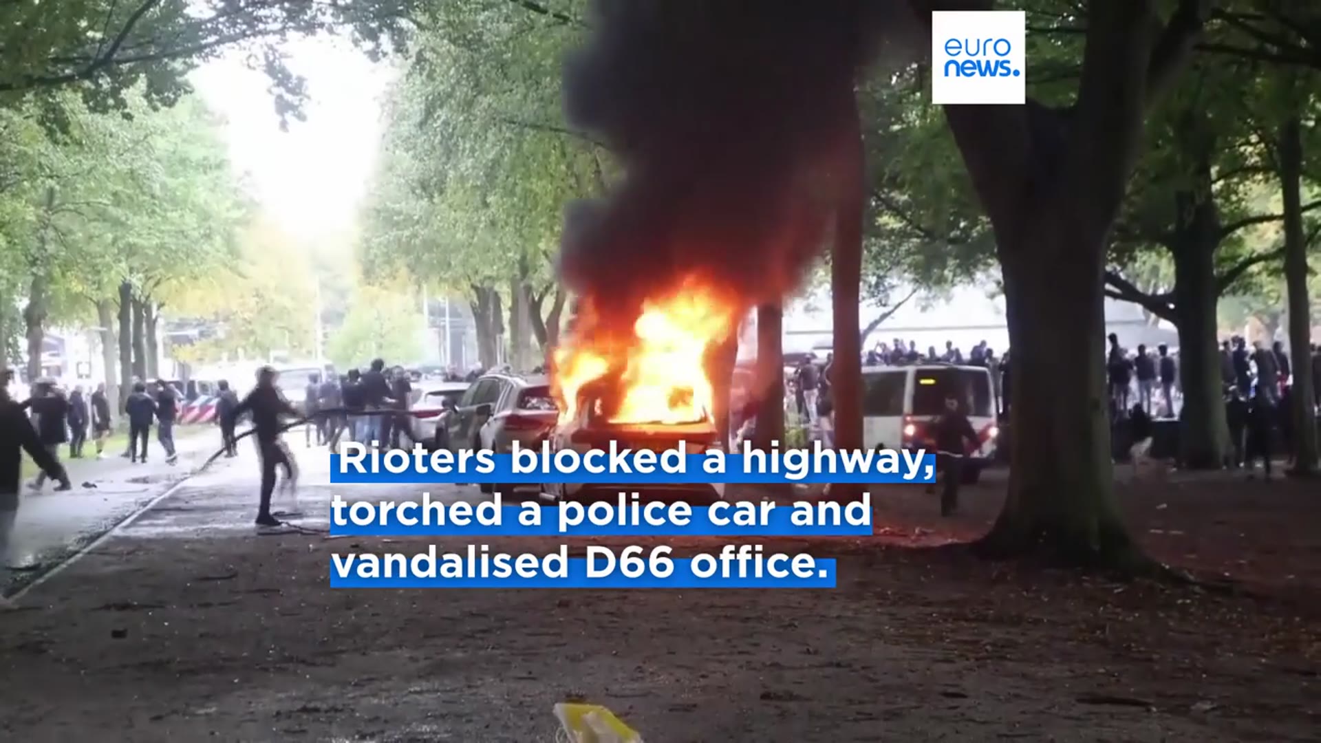 'Video thumbnail for Anti-immigration demonstration in The Hague turns violent, weeks before general election'