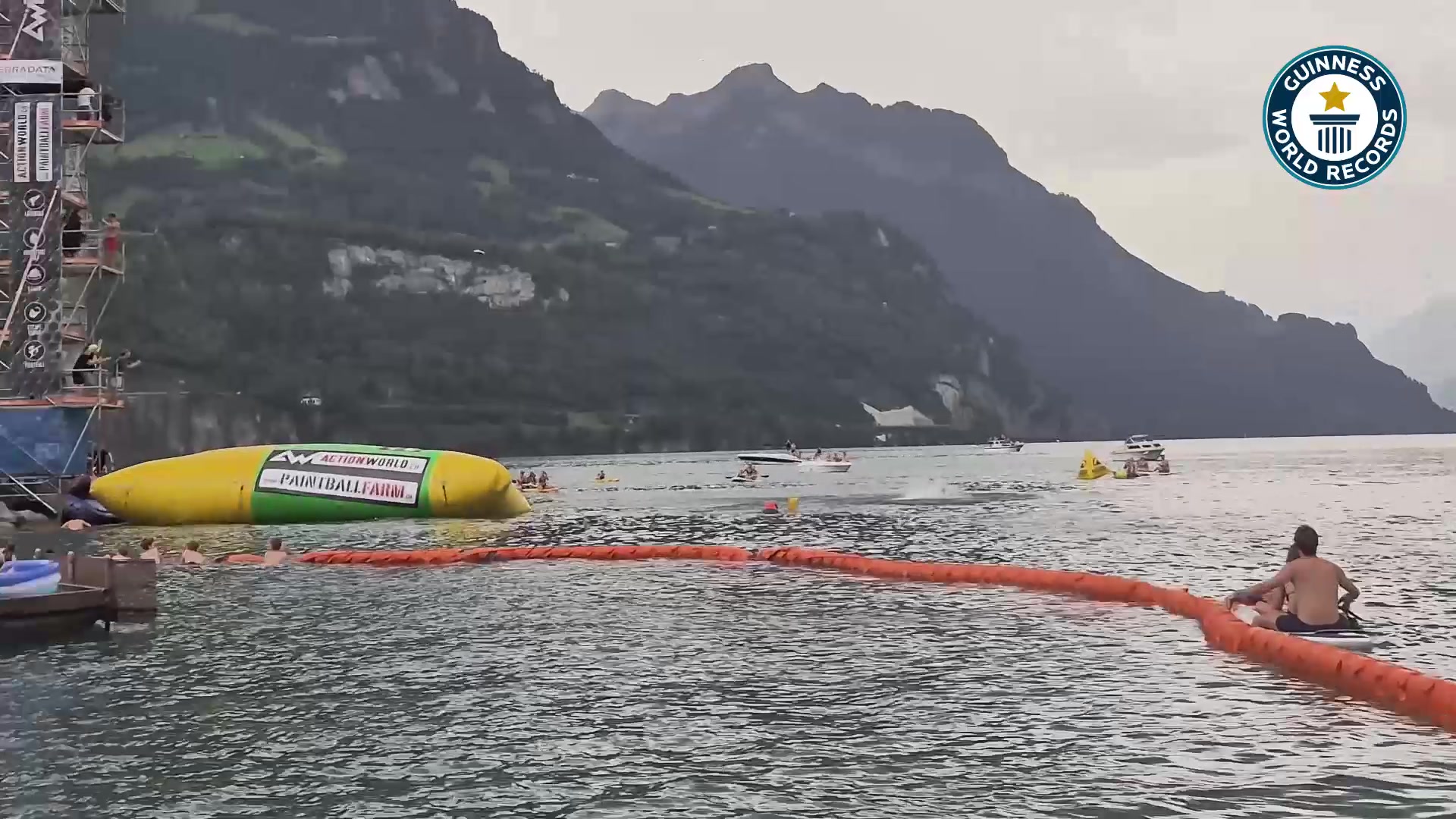 Video thumbnail for Greatest height achieved launched from an airbag (blobbing) - 28.22 meters by Robin Steiner, Lennart Florczak, Tristan Kuhn, Luc Siegenthaler
