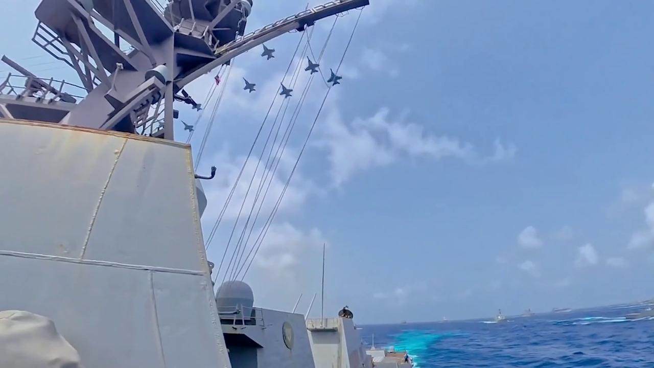Video thumbnail for D.C.: U.S. launches 3rd round of strikes on Iran after ship attack in Strait of Hormuz.