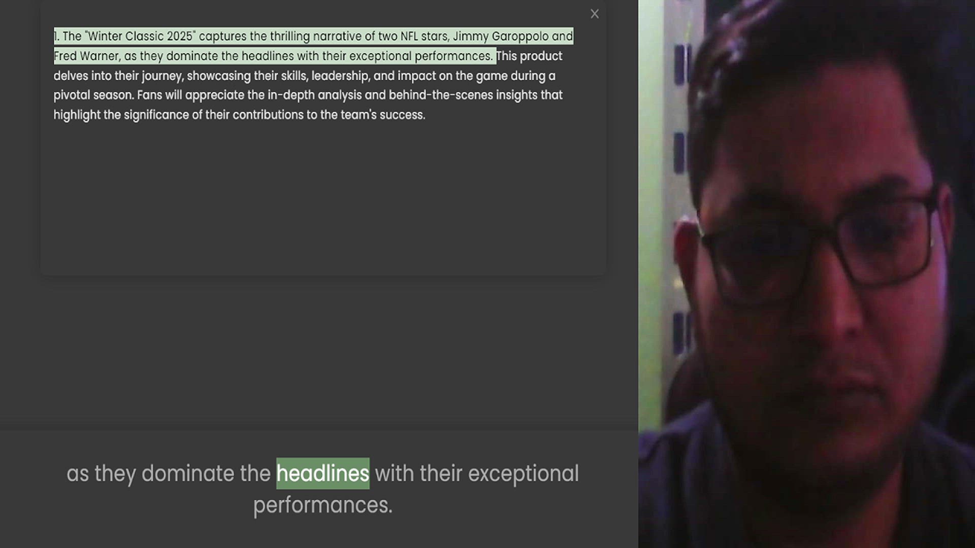 Video thumbnail for 1. The Winter Classic 2025 captures the thrilling narrative of two NFL stars, Jimmy Garoppolo and Fred Warner, as they dominate the headlines with their exceptional performances. This product delves into their journey, showcasing their sk